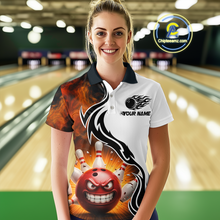Load image into Gallery viewer, Flaming Angry Bowling Shirts Custom for Men Women Team Bowling Polo Shirts &amp; 1/4 Zip MBL93