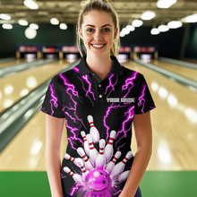 Load image into Gallery viewer, Thunder Lightning Pink Bowling Shirt Custom Bowling Jersey for Men Women Team MBL66