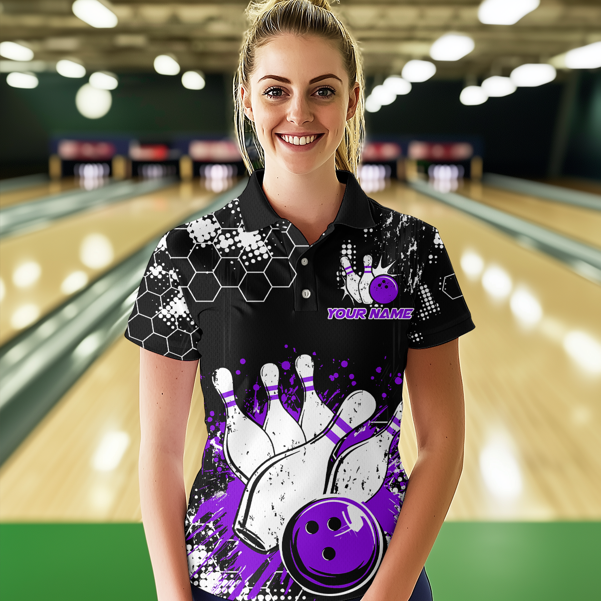 Purple Watercolor Bowling Shirts Men Women Team Custom Bowling Polo & 1/4 Zip Shirt MBL60