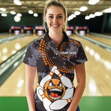 Load image into Gallery viewer, Orange Camo Bowling Shirt Funny Bowling Team Jersey for Women Polo Bowling Shirt QZT255