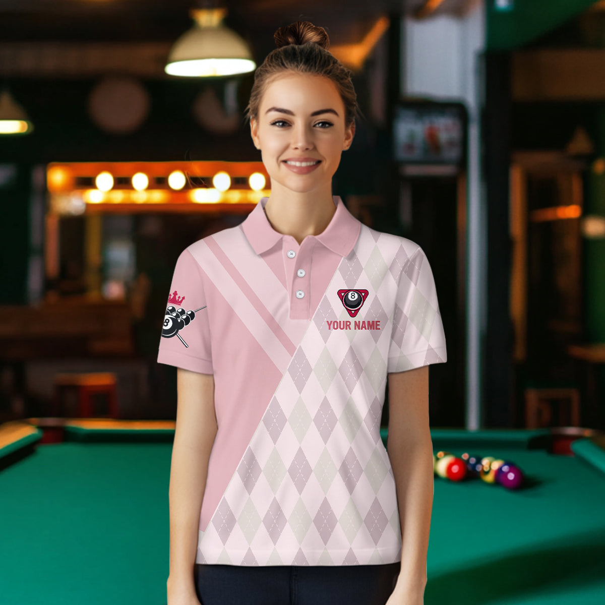 Custom Vintage 8 Ball Billiard Jersey for Women Billiard Team Shirt Billiard Shirt Polo & 1/4 Zip NNT99