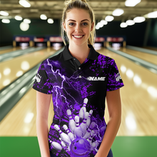 Load image into Gallery viewer, Purple Thunder Lightning Bowling Shirt Custom Colorful Bowling Jersey Men Women Team MBL67
