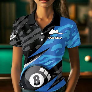 Blue Billiard Jerseys 8 9 Ball Pool Billiard Shirts for Women Polo & 1/4 Zip Shirt Billiards Gifts Team Jersey NNT27