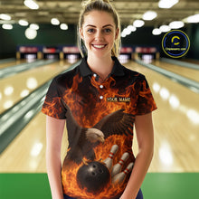 Load image into Gallery viewer, Flame Eagle Bowling Polo, Quarter Zip Shirts For Women Custom Eagle Bowling Team Jerseys NQS9972
