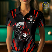 Load image into Gallery viewer, Personalized Skull Billiard Team Jerseys Billiard Shirts for Women Polo &amp; 1/4 Zip Shirts NNT43