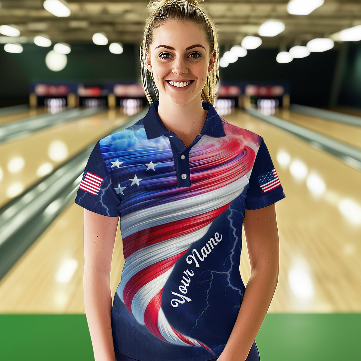 American Bowling Shirt for Men Women Custom Polo Bowling Team League QZT616