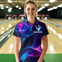 Load image into Gallery viewer, Custom Galaxy Bowling Jersey for Women Polo &amp; 1/4 Zip Bowling Team Shirts Bowling League HNT156