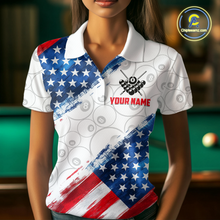 Load image into Gallery viewer, American Flag Personalized Billiard Team Jersey Billiard Gifts for Women Polo &amp; 1/4 Zip Shirts NNT41