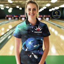 Load image into Gallery viewer, Blue Galaxy Bowling Shirts for Men Women Custom Team Bowling Polo and Quarter Zip MBL123