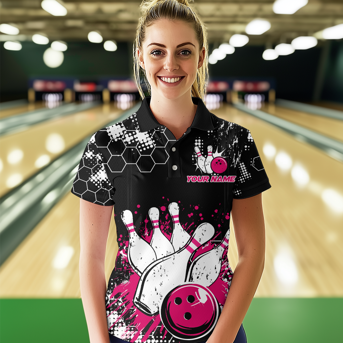Pink Watercolor Bowling Shirts Men Women Team Custom Bowling Polo & 1/4 Zip Shirt MBL60