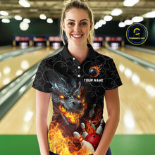 Load image into Gallery viewer, Custom Dragon Flaming Bowling Shirt for Men and Women Dragon Bowling Jersey Team MBL96