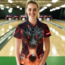 Load image into Gallery viewer, Red &amp; Black Flame Dragon Bowling Shirt Polo Bowling Team League for Men Women Bowling Gifts QZT668