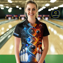 Load image into Gallery viewer, Custom Flame &amp; Water DNA Bowling Shirt My DNA Polo Bowling Jersey for Men And Women QZT685