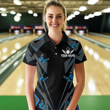Load image into Gallery viewer, Customize Blue Butterflies Bowling Shirts for Men Women Team Bowling Polo &amp; 1/4 Zip MBL78