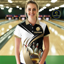Load image into Gallery viewer, Gold Bowling Custom Women Bowling Shirt Polo &amp; Quarter-Zip Bowling Team Jerseys HNT61