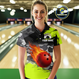 Custom Lime Green Bowling Shirt for Men Women Team Bowling Jerseys Polo 1/4 Zip MBL100
