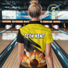Load image into Gallery viewer, Custom Flaming Yellow Bowling Shirts for Women Men Team Bowling Polo &amp; Quarter Zip MBL99