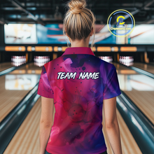 Load image into Gallery viewer, Blue and Pink Ink Bowling Shirts Custom for Women Men Team Bowling Jerseys MBL113