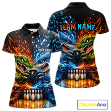 Load image into Gallery viewer, Custom Flame Shark and Alligator Bowling Jersey for Women Bowling Uniform Bowling Team Shirts HNT248