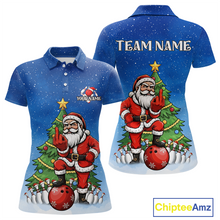 Load image into Gallery viewer, Custom Funny Santa Christmas Bowling Jersey for Women Bowling Team Shirts Polo &amp; 1/4 Zip HNT139
