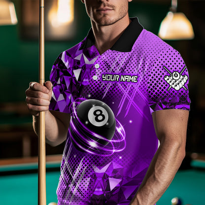 Purple Billiard Shirt 8 Ball Billiard Jersey for Men Billiard Gifts for Men Polo & 1/4 Zip NNT25
