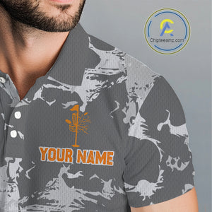 Gray Camo Orange Disc Golf basket Mens Disc golf polo shirts Custom team disc golf jerseys NQS9975