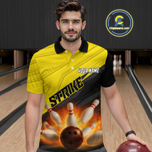 Load image into Gallery viewer, Custom Flaming Yellow Bowling Shirts for Women Men Team Bowling Polo &amp; Quarter Zip MBL99
