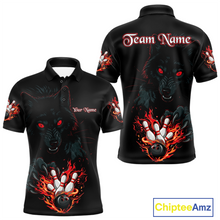 Load image into Gallery viewer, Custom Flame Wolf  Bowling Jersey for Men Bowling Uniform Polo &amp; 1/4 Zip Bowling Team Shirts HNT144