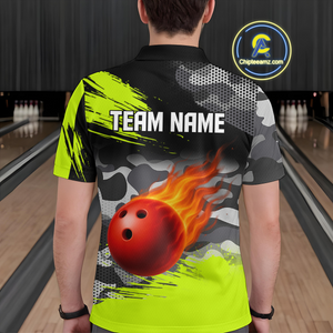 Custom Lime Green Bowling Shirt for Men Women Team Bowling Jerseys Polo 1/4 Zip MBL100