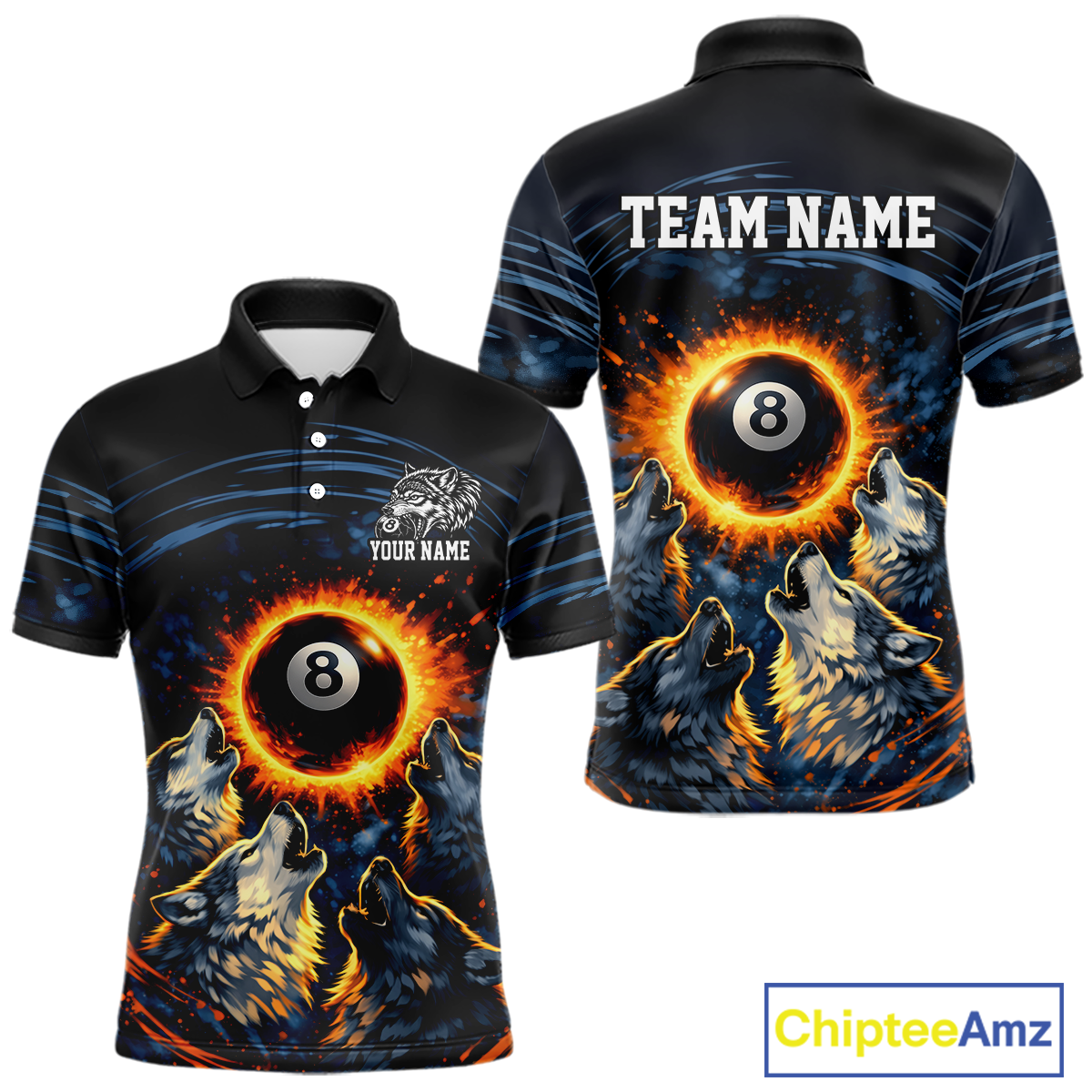 Personalized Funny Wolf 8 Ball Pool Men Billiard Polo & 1/4 Zip, Billiard Shirt, Billiard Team Jerseys NNT144