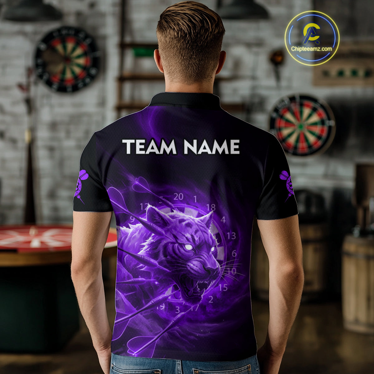 Custom Purple Fantasy Tiger Storm Dart Arrow Darts Polo Shirt For Men Dart Team Jerseys NYN1821