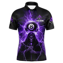 Load image into Gallery viewer, Grim Reaper Thunder Purple 8 Ball Pool Men Polo &amp; 1/4-Zip Shirt Custom Billiards Ball Jerseys NYN2432