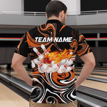 Load image into Gallery viewer, Custom Flame Bowling Shirt Orange Quarter Zip Bowling Shirt Unisex Bowling Outfits QZT602