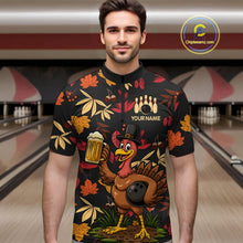 Load image into Gallery viewer, Funny Turkey Bowling Beer Thanksgiving pattern Custom Team bowling jerseys men, bowling gifts for men NQS10963