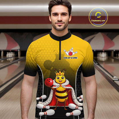 Custom King Bee Bowling Jersey for Men Bowling Team Shirts Bowling Polo & 1/4 Zip HNT266