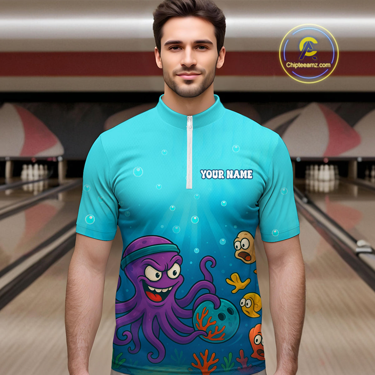 Custom Octopus Bowling Shirt for Team Bowling Jersey for Men Bowling Accessories QZT769