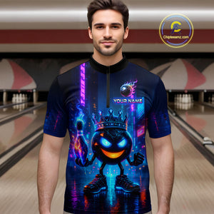 Custom Neon Lightning Bowling Shirt Funny Men Bowling Team Jersey Polo & 1/4-Zip Bowling Outfit QZT740