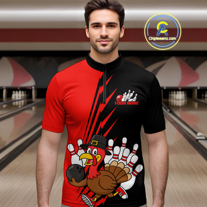 Red Turkey Bowling Shirts for Women Men Team Custom Bowling Jerseys Thanksgiving MBL180