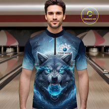 Load image into Gallery viewer, Blue Wolf Bowling Shirts Team Women Men Custom Bowling Jersey Bowl Polo&amp;1/4 Zip MBL239