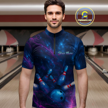 Load image into Gallery viewer, Watercolor Galaxy Bowling Shirts for Men Women Team Custom Bowling Polo &amp; Quarter Zip MBL146