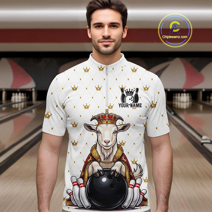 Custom King Crown Goat Bowling Shirts Funny Bowling Jersey for Men QZT1321
