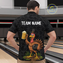 Load image into Gallery viewer, Funny Turkey Bowling Beer Thanksgiving Black Camo Custom Team bowling jerseys men, bowling gifts NQS10974