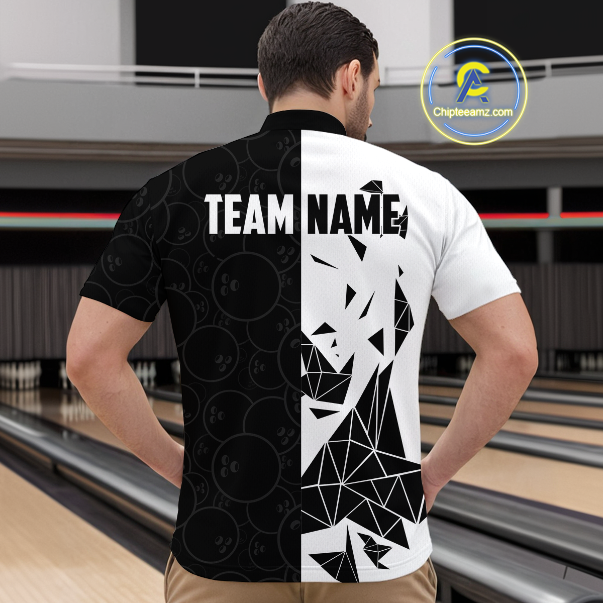 Black & White Bowling Shirts for Women Men Custom Team Bowling Polo&1/4 Zip Shirt MBL174