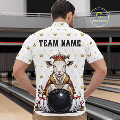 Custom King Crown Goat Bowling Shirts Funny Bowling Jersey for Men QZT1321