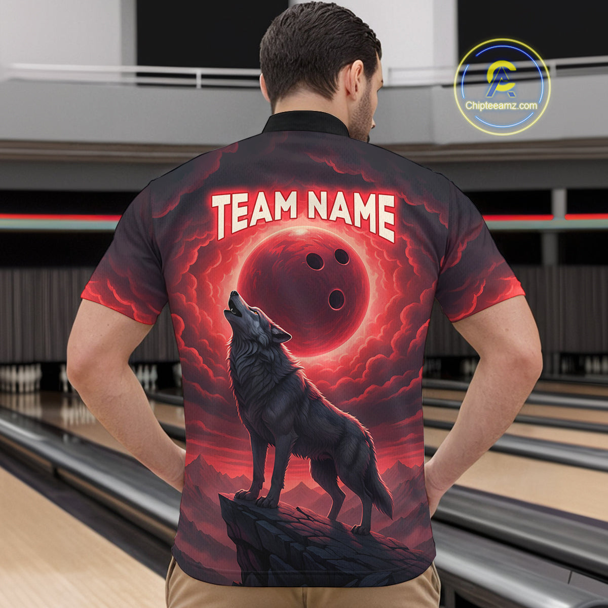 Wolf Bowling Shirts for Team Women Men Custom Bowling Jersey Bowl Polo&1/4 Zip MBL238