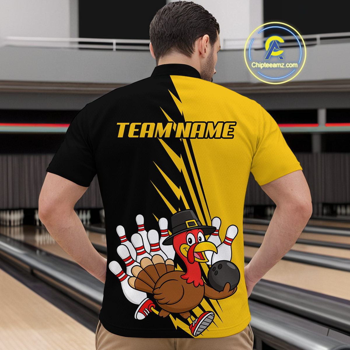 Yellow Turkey Bowling Shirts for Women Men Team Custom Bowling Jerseys Thanksgiving MBL180