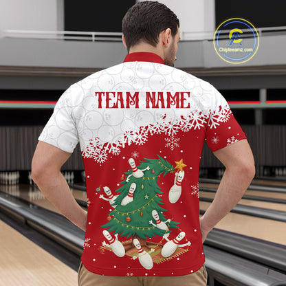 Custom Funny Christmas Bowling Jersey for Men Bowling Team Shirts Polo & 1/4 Zip HNT131