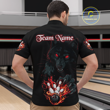 Load image into Gallery viewer, Custom Flame Wolf  Bowling Jersey for Men Bowling Uniform Polo &amp; 1/4 Zip Bowling Team Shirts HNT144