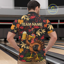 Load image into Gallery viewer, Funny Turkey Bowling Beer Thanksgiving pattern Custom Team bowling jerseys men, bowling gifts for men NQS10963