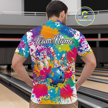 Load image into Gallery viewer, Custom Colorful Bowling Men Shirts Bowling Uniform Polo &amp; 1/4 Zip Bowling Team Jerseys HNT104